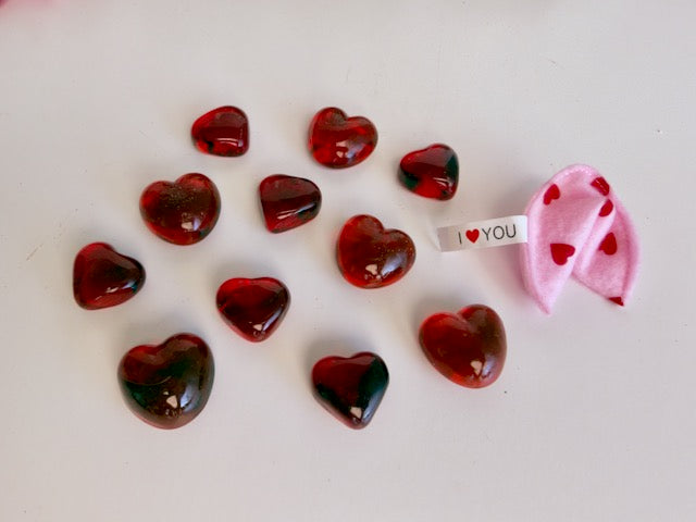 Valentines Day Glass Hearts - Set of 10