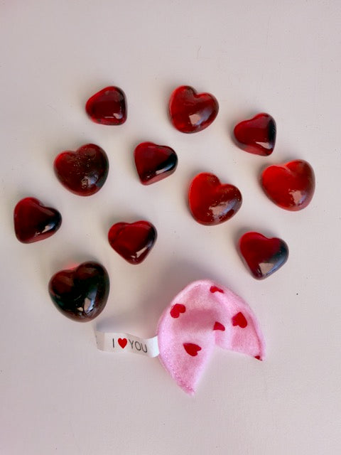 Valentines Day Glass Hearts - Set of 10