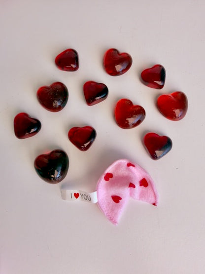 Valentines Day Glass Hearts - Set of 10