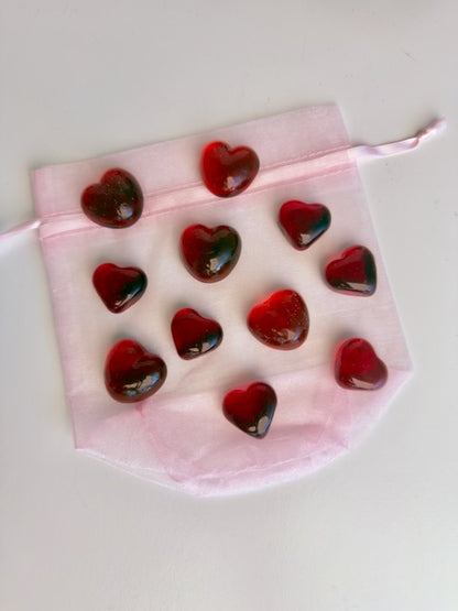 Valentines Day Glass Hearts - Set of 10