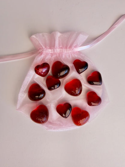 Valentines Day Glass Hearts - Set of 10