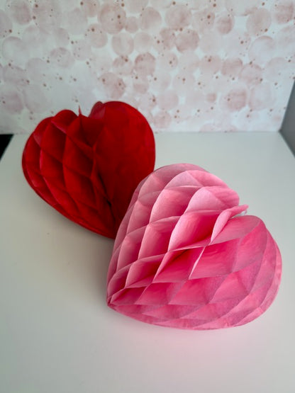 retro Valentines Day paper hearts - Set of 2