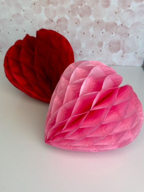retro Valentines Day paper hearts - Set of 2