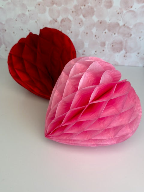 retro Valentines Day paper hearts - Set of 2