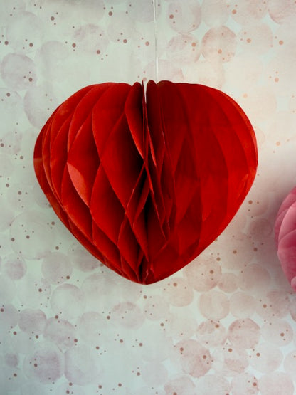 retro Valentines Day paper hearts - Set of 2