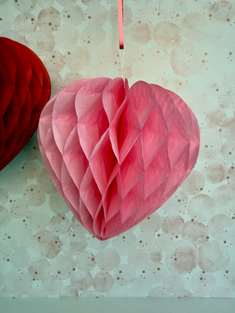 retro Valentines Day paper hearts - Set of 2