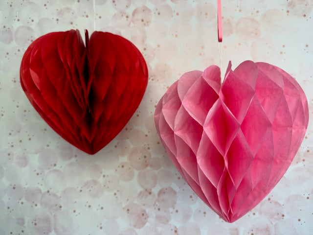 retro Valentines Day paper hearts - Set of 2