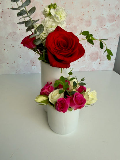 boho two-tiered white ceramic vase