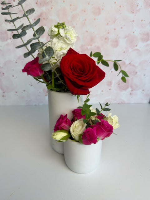 boho two-tiered white ceramic vase