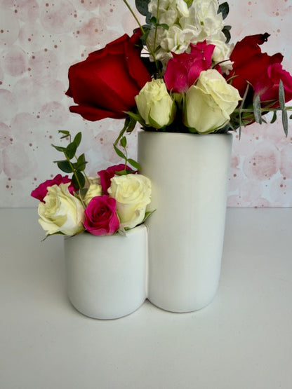 boho two-tiered white ceramic vase