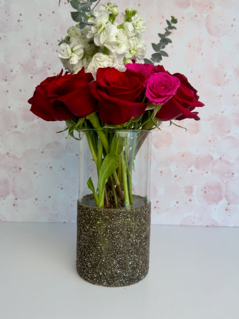 Silvered Glitter Vases - available as a Set of 3