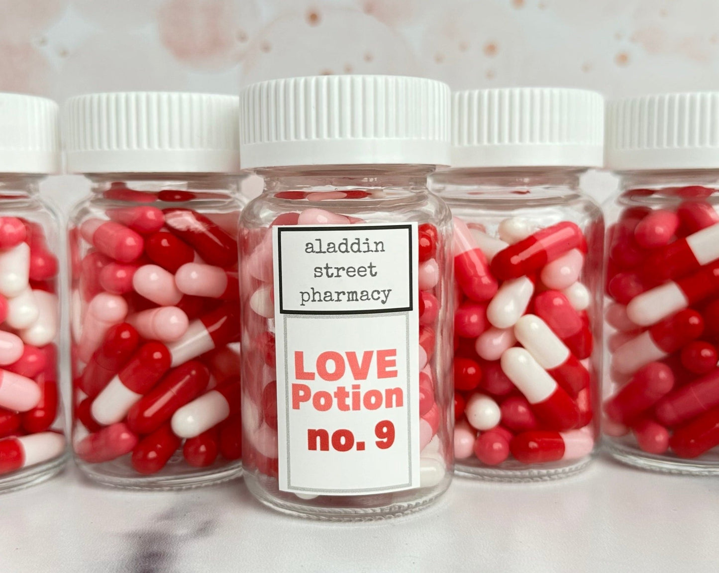 love potion no. 9 prescription pill ornament decor - set of 2 - exclusive to aladdin street farm 