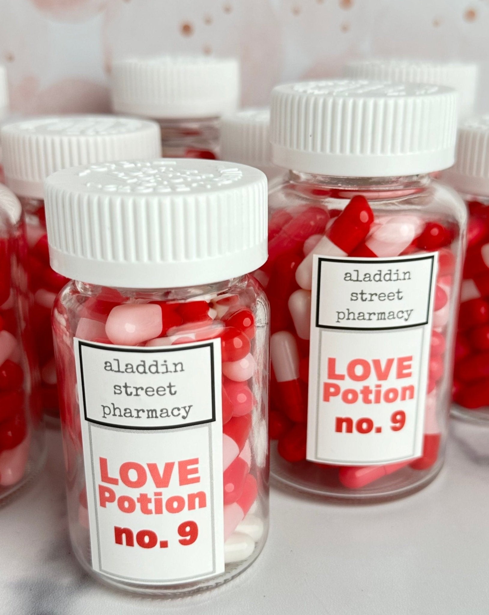 love potion no. 9 prescription pill ornament decor - set of 2 - exclusive to aladdin street farm 