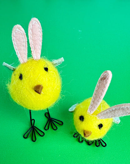 hippie chicks - set of 2 felt easter chicks perfect for any easter decor