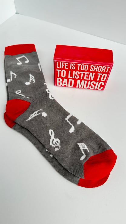 life is too short to listen to bad music - socks gift set