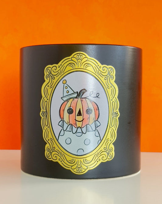 spooky glam portrait planter pot - clown pumpkin