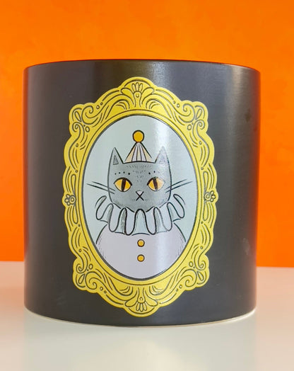 spooky glam portrait planter pot - clown kitty