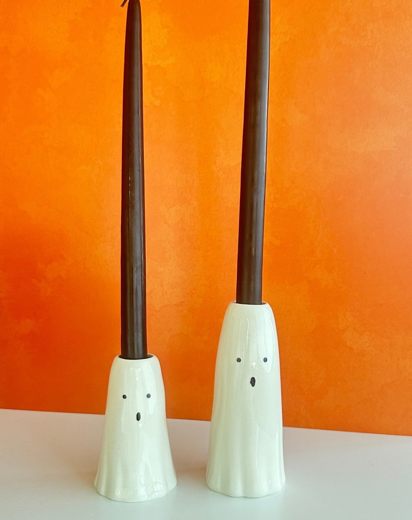 bestie ghostie halloween taper holders ceramic set of 2