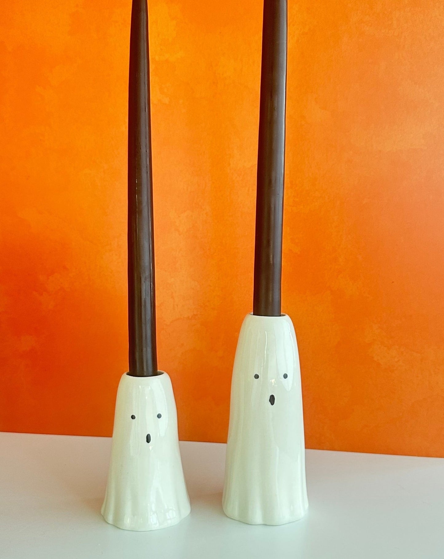 bestie ghostie halloween taper holders ceramic set of 2