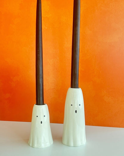 bestie ghostie halloween taper holders ceramic set of 2