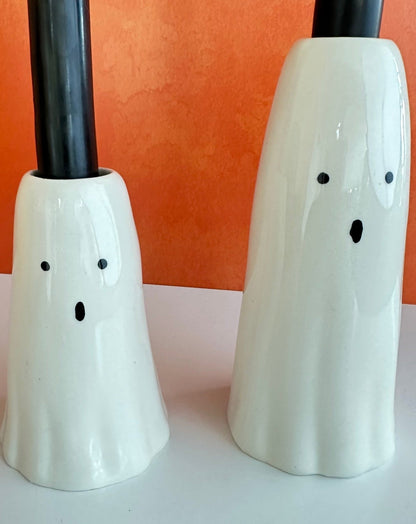 bestie ghostie halloween taper holders ceramic set of 2