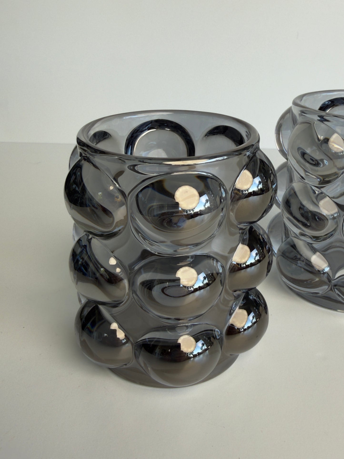 iridescent chrome grey bubble votives - set of 2