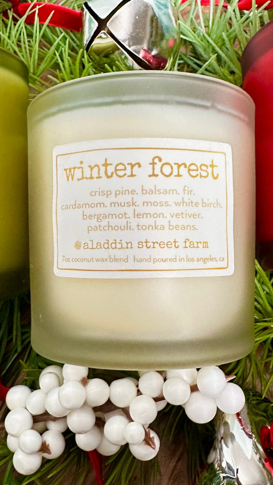 winter forest christmas candle